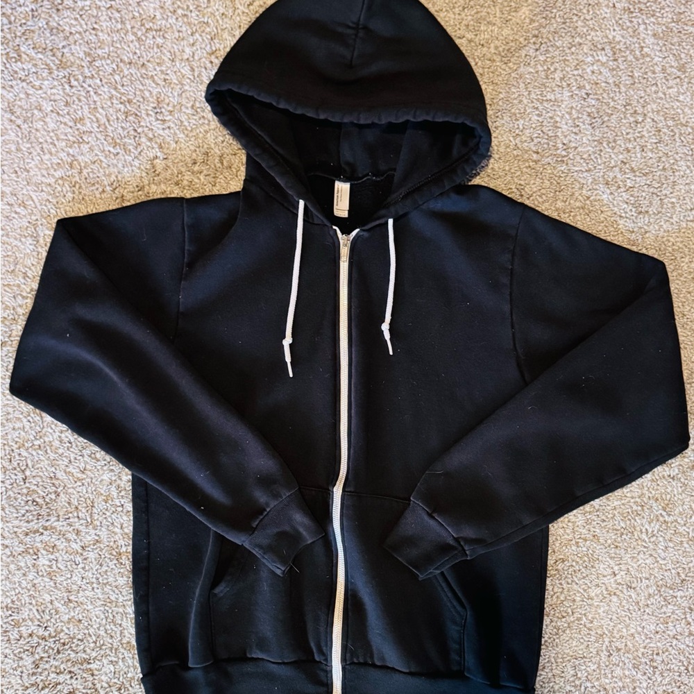 American Apparel Flex Fleece Black Full Zip Hoodie Medium